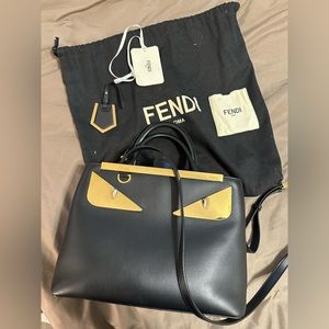 Fendi Vitello Century Metal Bug Eyes Petite 2Jours Tote Black